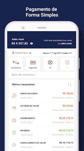 Android application Banco Libra screenshort