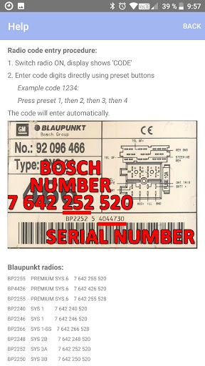 RADIO CODE for HOLDEN COMMODOR Screen 2
