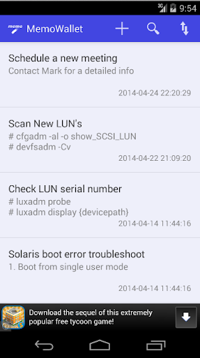 Android application Memo Wallet: Quick Memo Notes screenshort