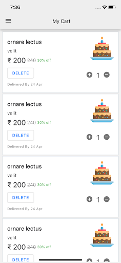 Android application Online Cake Bhejo screenshort