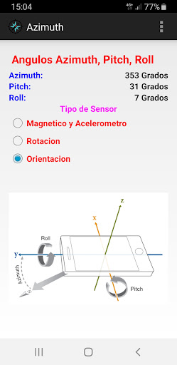 Android application Angulos Azimuth Pitch Roll screenshort