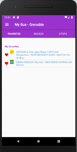 Android application Mon Bus - Grenoble - Tag screenshort