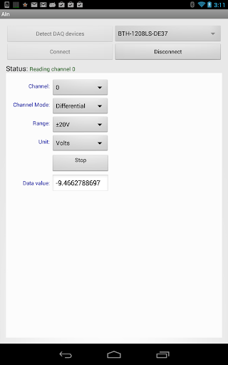 Android application Analog Input Demo screenshort