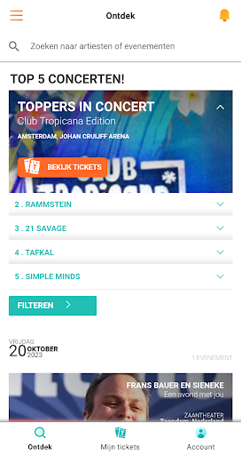 Android application TopTicketShop screenshort
