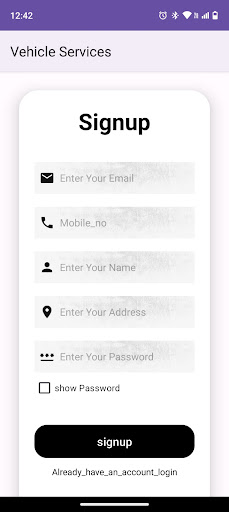 Vehicle Services App Screen 3