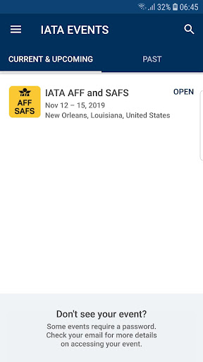 Android application IATA EVENTS screenshort