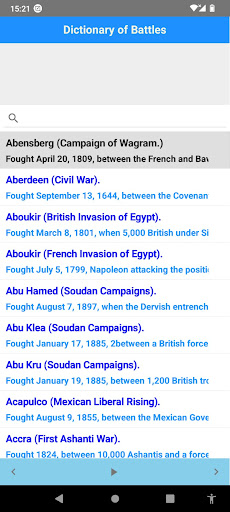 Dictionary of Battles Screen 2
