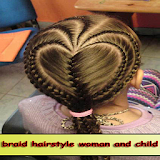 Braid hairstyle woman and child icon