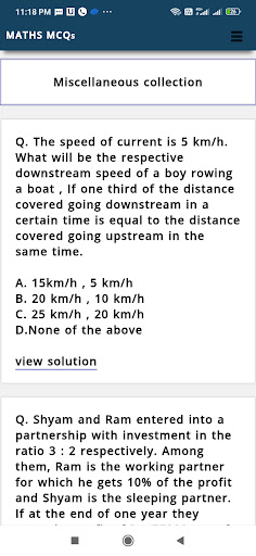 Maths MCQs : Competitive exams Screen 3
