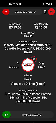 Android application UaiGo! Corridas - Motorista screenshort