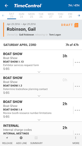 TimeControl Mobile Screen 2