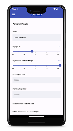 Android application Term Insurance Calculator screenshort