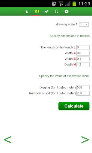 Calculate the volume of trench Screen 2