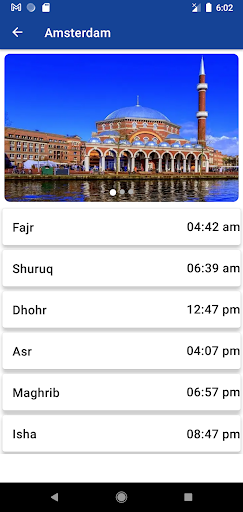 Android application Gebedstijden Nederland screenshort