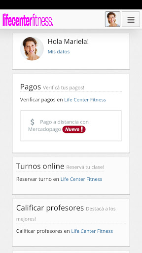 Android application Life Center Fitness screenshort