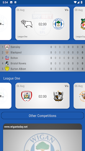 Android application Wigan Athletic Fan App screenshort