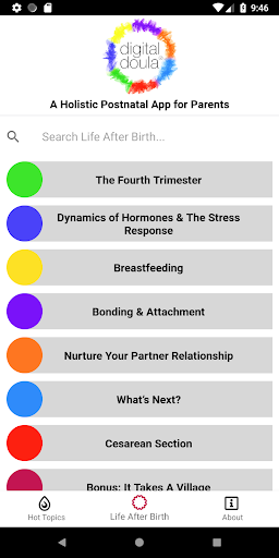 Android application Digital Doula® 2.0 screenshort