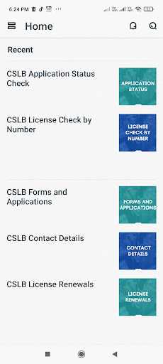 Android application CSLB License Check by Number screenshort