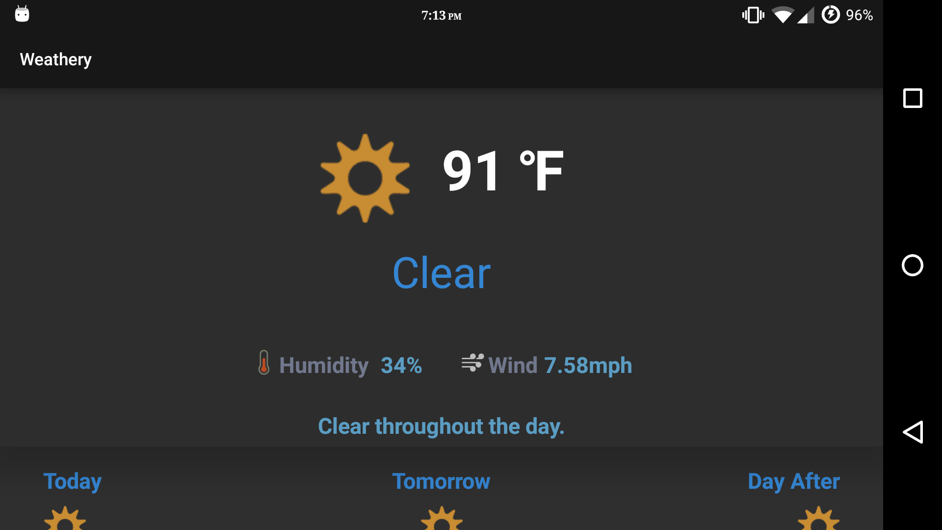 Android application Weathery + screenshort