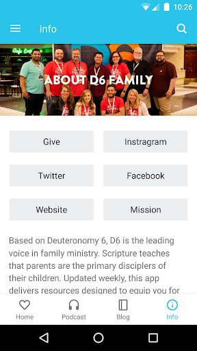 Screenshot of The D6 Family App