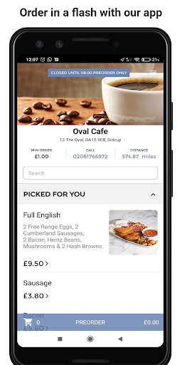 Android application Oval Cafe screenshort