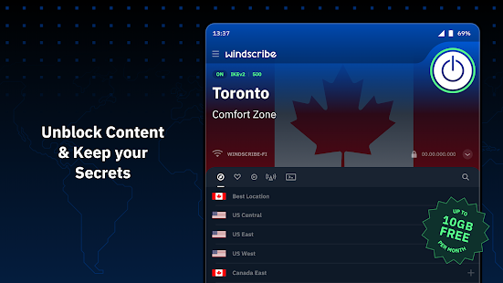Windscribe VPN Ekran görüntüsü