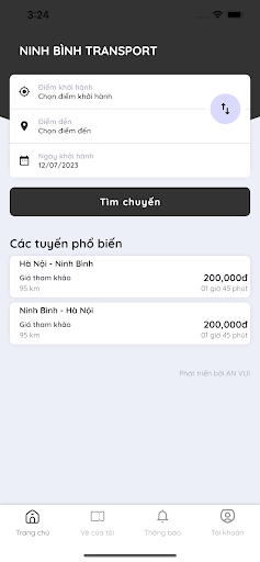 Android application NINH BÌNH TRANSPORT screenshort