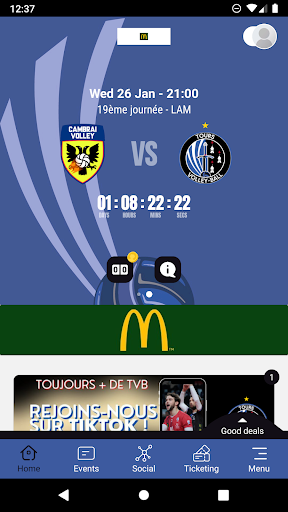 Android application Tours Volley-Ball screenshort