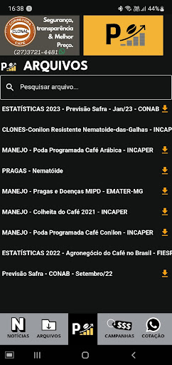 Painel do Café - Cotação Screen 3
