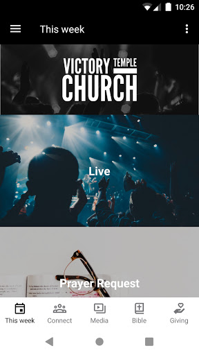 Android application Victory Temple Church screenshort
