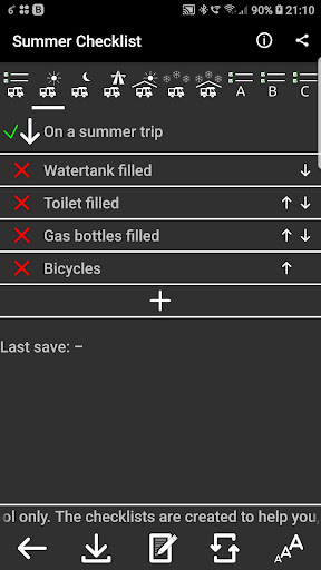 Camper Checklist Screen 2