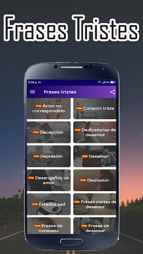 Android application sad phrases to cry screenshort