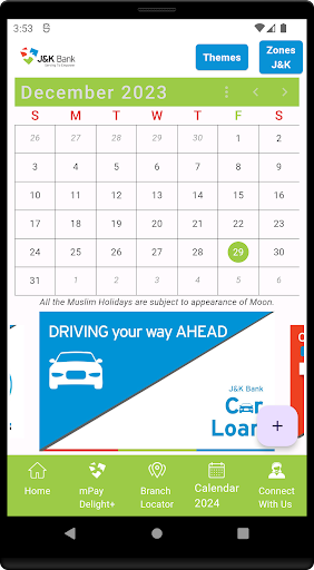 J&K Bank eCalendar Screenshot
