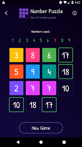 Sum of Number Puzzle Screen 3