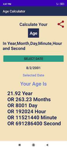 Age Calculator Dob Screen 2