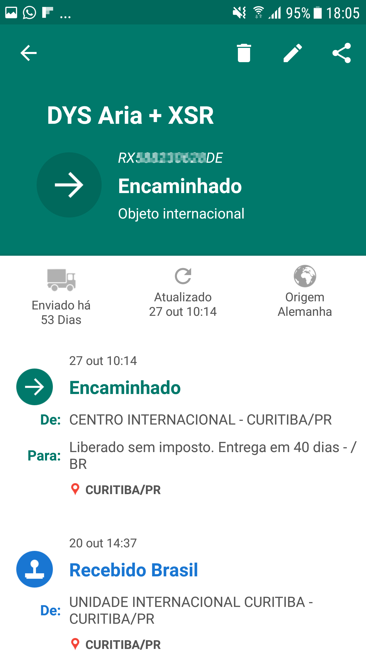 Android application Rastreio Correios PRO screenshort