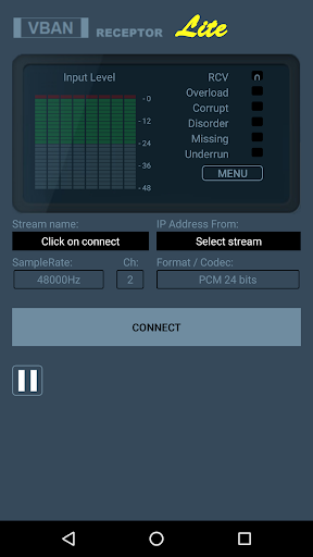 Android application VBAN Receptor Lite screenshort