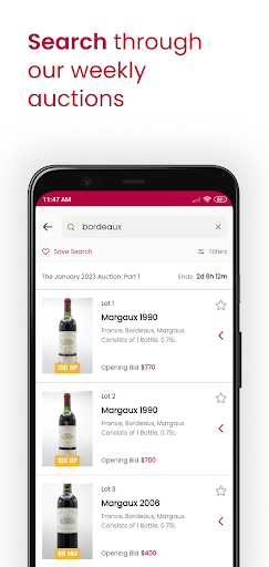 Android application Spectrum Wine Auctions screenshort