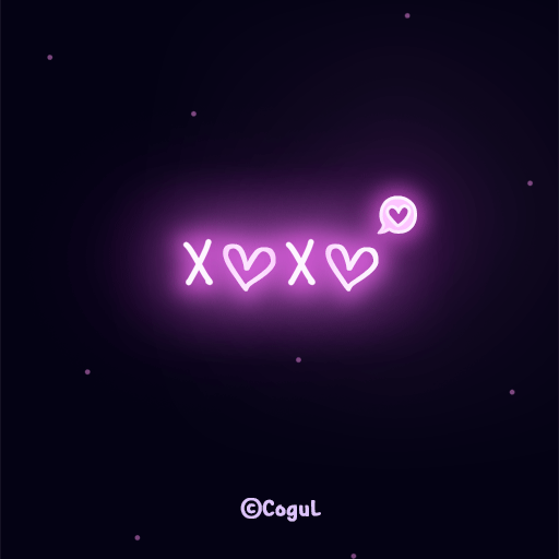 카카오톡 테마 - 네온_xoxo 하트_핑크 logo