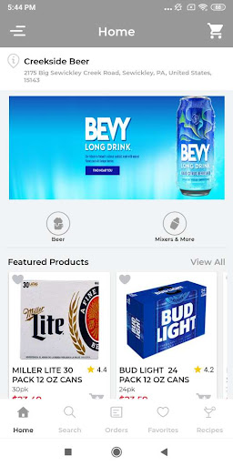 Android application Creekside Beer screenshort