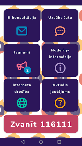 Android application Uzticības tālrunis screenshort