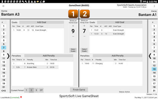 Android application LiveGameSheet screenshort