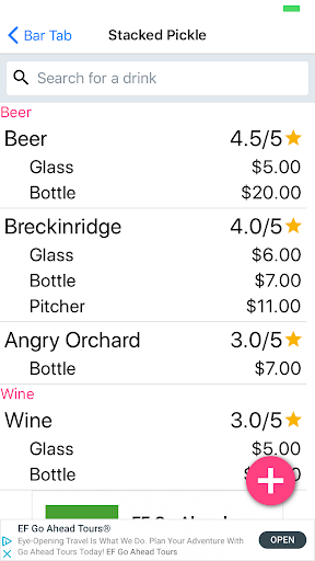 Android application Bar Tab screenshort