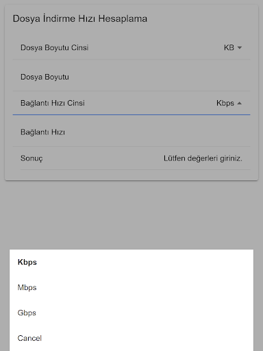 Android application Dosya İndirme Hızı Hesaplama screenshort