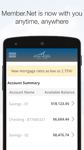 Android application Archer Heights Member.Net screenshort