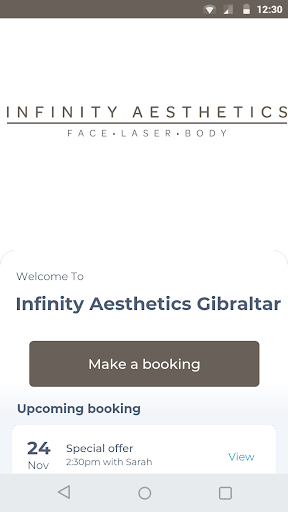 Android application Infinity Aesthetics Gibraltar screenshort