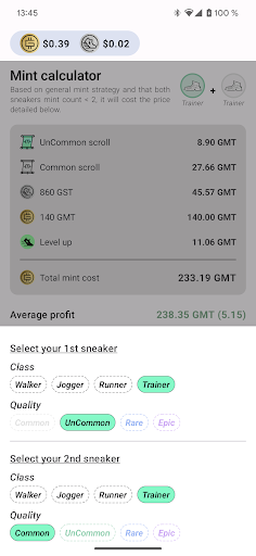 STEPN Mint Stats Screen 2