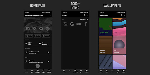 Screenshot of Black Line Gray Icons