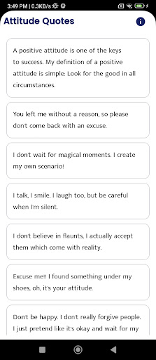 Android application Attitude Quotes and Sayings screenshort