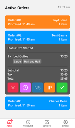 Android application Expresso Order Manager screenshort